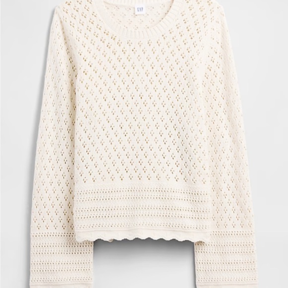 GAP Sweaters - GAP Relaxed Pointelle Balloon Sleeve Sweater Cream Large L NWT NEW